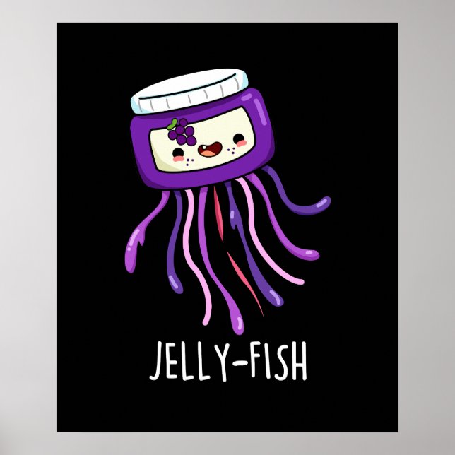 Affiche Jelly-fish Drôle Jelly Jar Pun Dark BG (Devant)