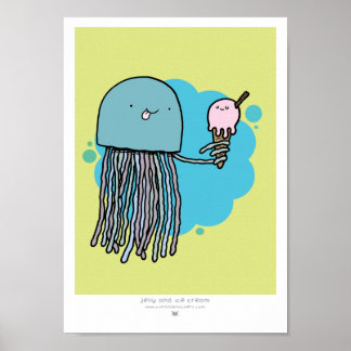 Affiche Jellyfish and ice cream A4 print Vert arrière - pl