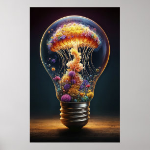 Affiche Jellyfish bioluminescente vibrante