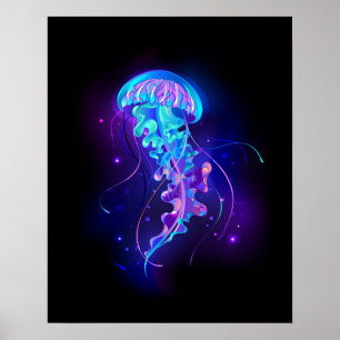 Affiche Jellyfish éclatante couleur