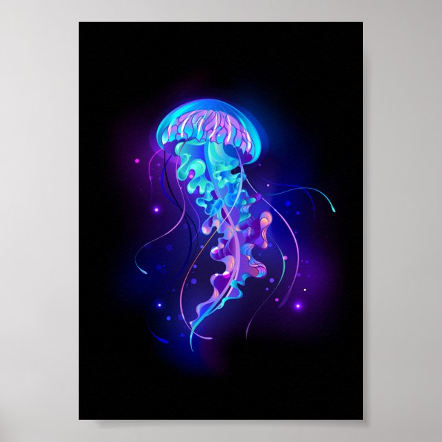 Affiche Jellyfish éclatante couleur (Devant)