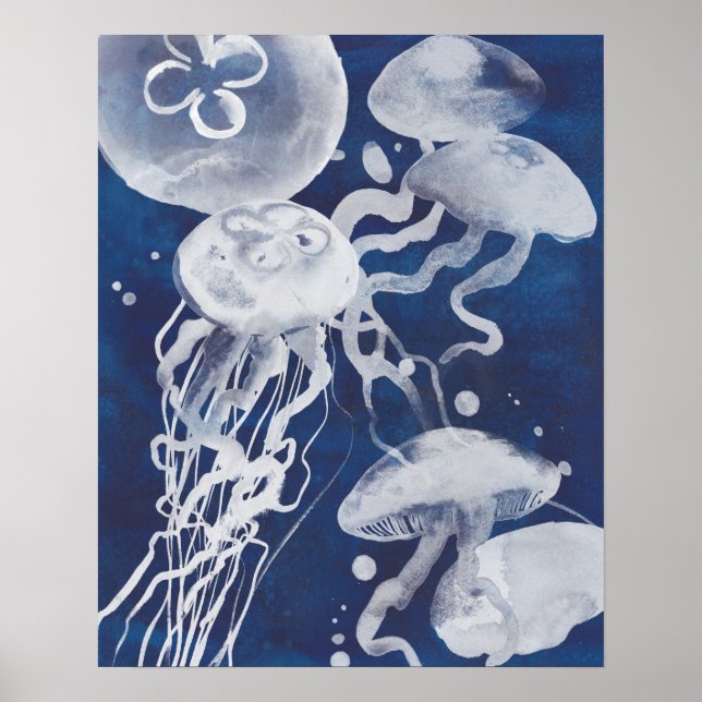 Affiche Jellyfish sur Arrière - plan de la Marine (Devant)