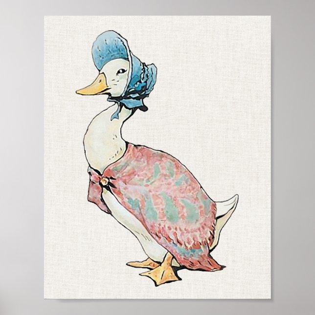 Affiche Jemima Puddle Duck Fond de Lin Beige  (Devant)