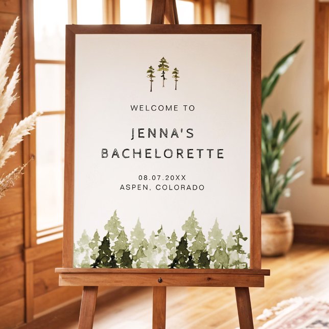 Affiche JENNA Pine Tree Mountain Woods Camp Bachelorette (Créateur téléchargé)
