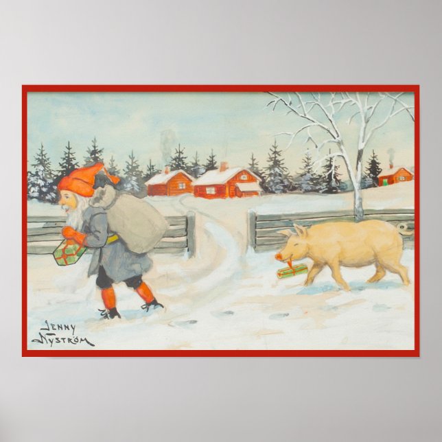 Affiche Jenny Nystrom - Christmas old Swedish illustration (Devant)