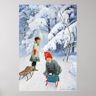 Affiche Jenny Nyström Enfants en traîneau 1910 Winter XL