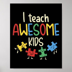 Affiche J'Enseigne Awesome Enfants Autisme Enseignement sp