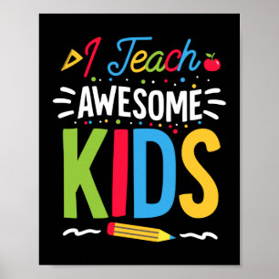 Affiche J'Enseigne Awesome Enfants School Funky Enseignant