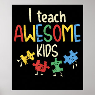 Affiche J'Enseigne L'Autisme Enfant Awesome Éducation Spéc