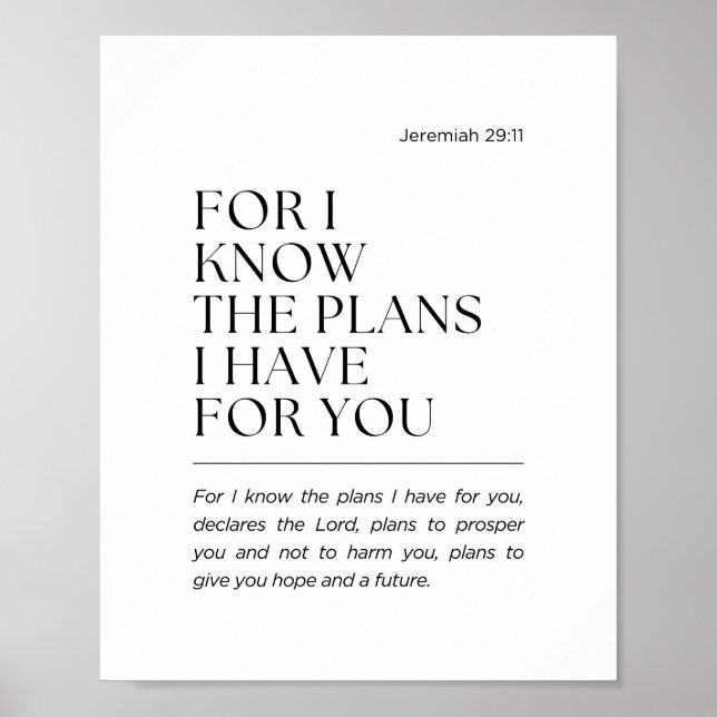 Affiche Jeremiah 29:11 For I know the plans (Devant)