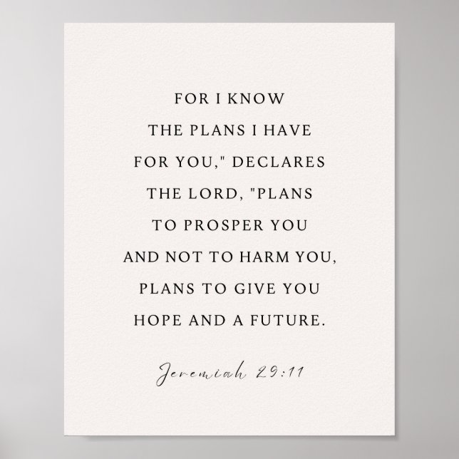 Affiche Jeremiah 29:11 NIV Car je connais les plans (Devant)