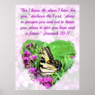 AFFICHE JEREMIAH FLORALE ET BOUTTERFLY 29:11 VERSE
