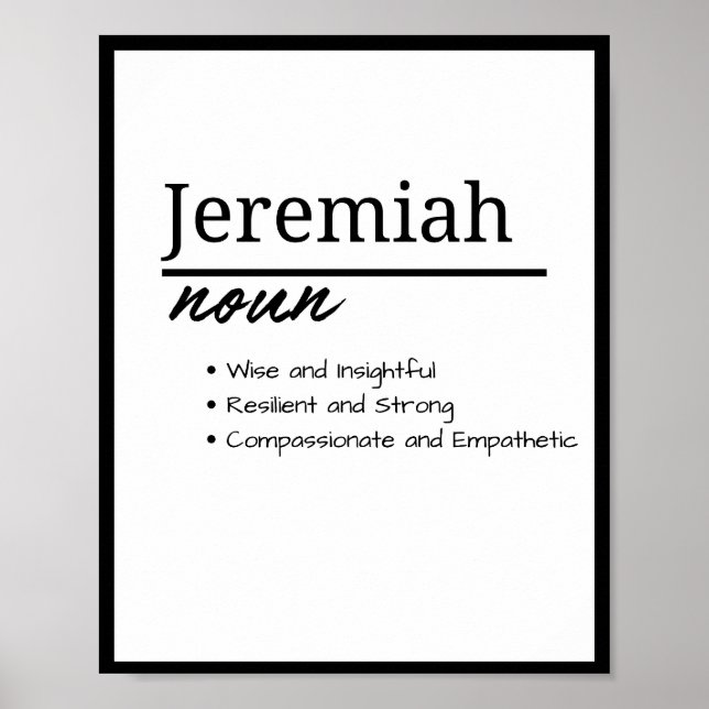 Affiche Jeremiah, Garçon Personnalisé Nom Définition (Devant)