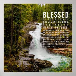 Affiche Jérémie 17:7-8 Écriture biblique chrétienne Nature