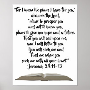 Affiche Jérémie 29:11-13 Faites confiance à Dieu Bible