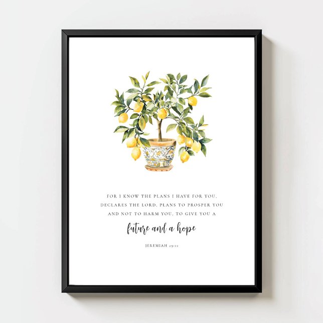 Affiche Jérémie 29:11 Arbre au citron aquarelle moderne (Créateur téléchargé)