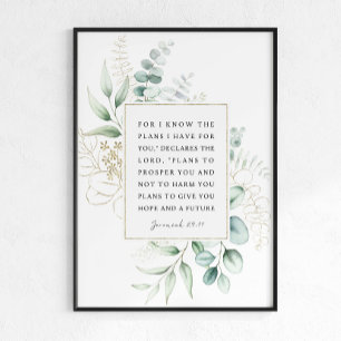 Affiche Jérémie 29:11 Je connais les plans que j'ai pour v