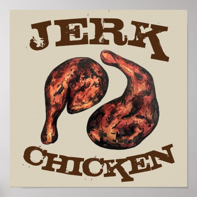 Affiche Jerk Chicken Caraïbes West Indian Jamaicain (Devant)