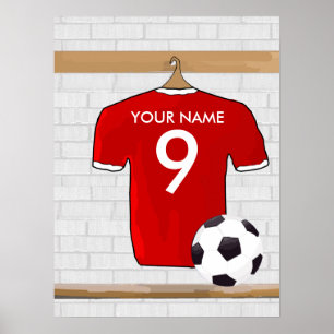 Affiche Jersey de football rouge et blanc personnalisé