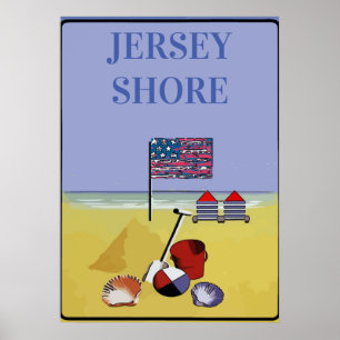 Affiche Jersey Shore Beach Vintage Style