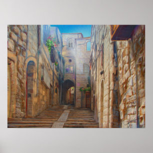Affiche Jerusalem Old Street David city Israel Fine Art