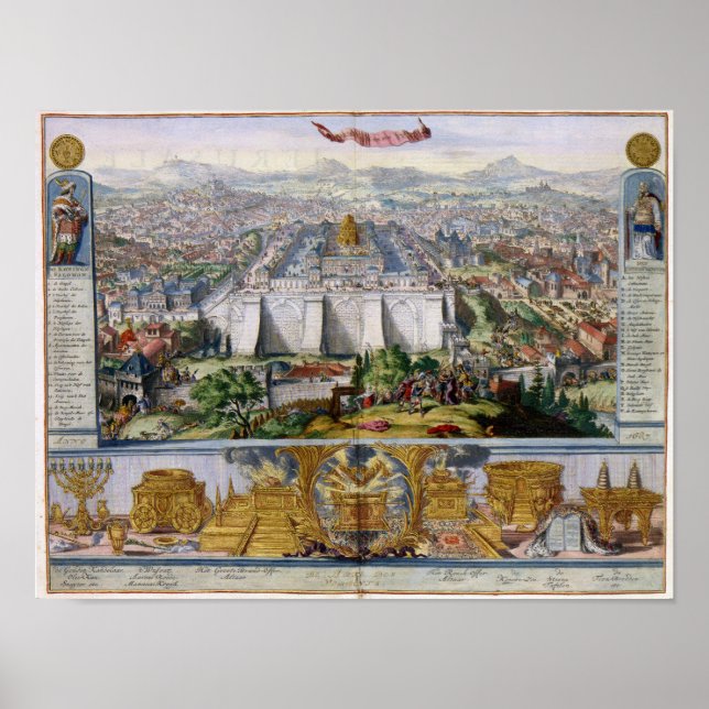 Affiche Jeruselem et le Temple 1687 Antique Panorama (Devant)