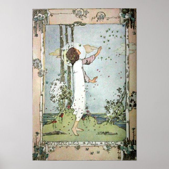 Affiche Jessie M. King - Papillons Tous Bleus (Devant)