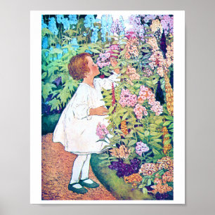 Affiche Jessie Willcox Smith, une fille dans le jardin des