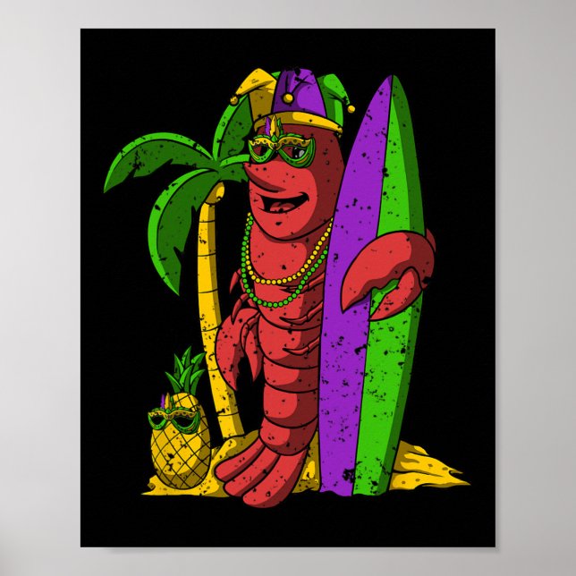 Affiche Jester Surfer Mardi Gras Surf Carnaval (Devant)