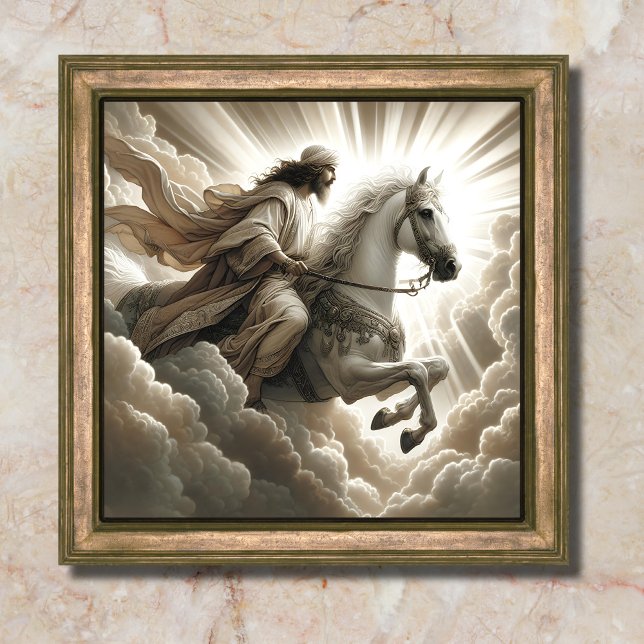 Affiche Jésus à cheval blanc Bible chrétienne Art (Créateur téléchargé)