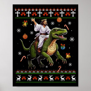 Affiche Jésus à cheval sur un dinosaure Mème drôle Sweat d