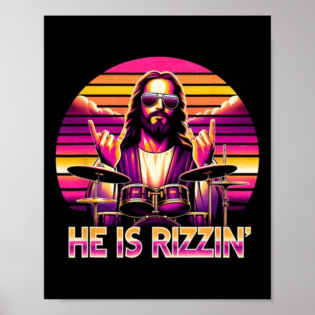 Affiche Jésus A Rizzen Il Rizzin' Drôle Christian Et (Devant)