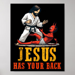 Affiche Jésus A Ton Dos Drôle Christian Jiu-jitsu