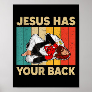 Affiche Jésus A Ton Dos Jiu Jitsu Retro Christian Men