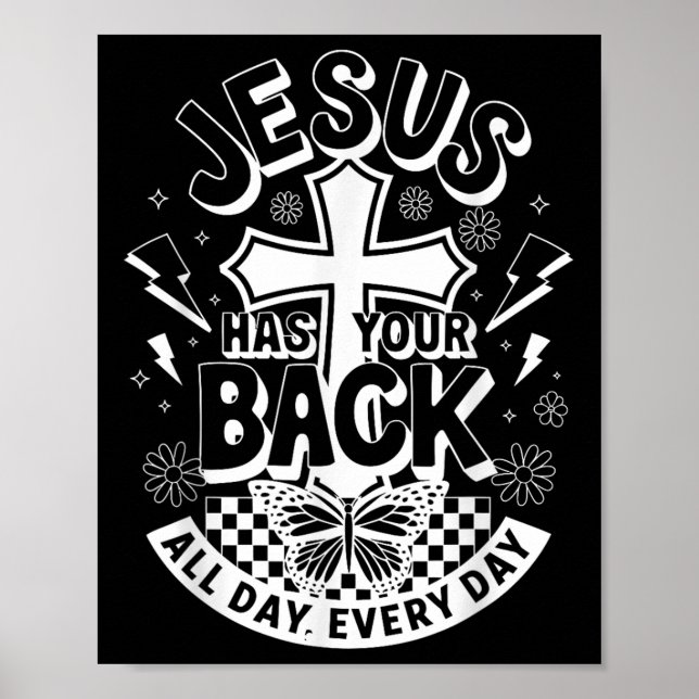 Affiche Jésus A Ton Dos Super Retro Christian Men Wom (Devant)
