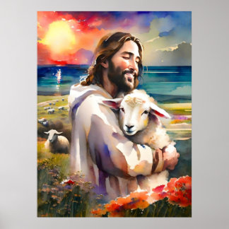 Affiche Jésus A Trouvé Le Mouton Perdu