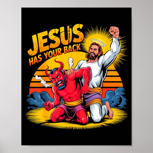 Affiche Jésus a votre dos foi chrétienne  (Devant)