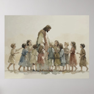 Affiche Jésus accueille les enfants