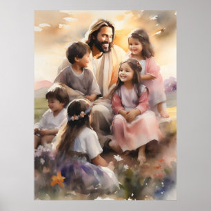 Affiche Jésus aime les enfants