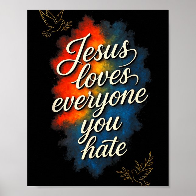 Affiche Jésus aime tout le monde - Message de foi chrétien (Devant)