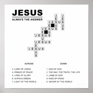 Affiche Jesus, Always The Answer Christian Faith Crossword