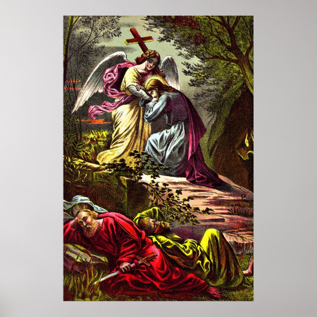 Affiche Jesus at Gethsemane talking to the angle (Devant)