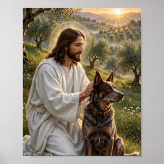 Affiche Jésus avec Chocolate Heeler — Art chrétien