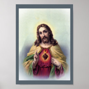 Affiche Jésus avec le Coeur lumineux