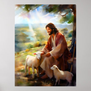 Affiche Jésus avec le mouton