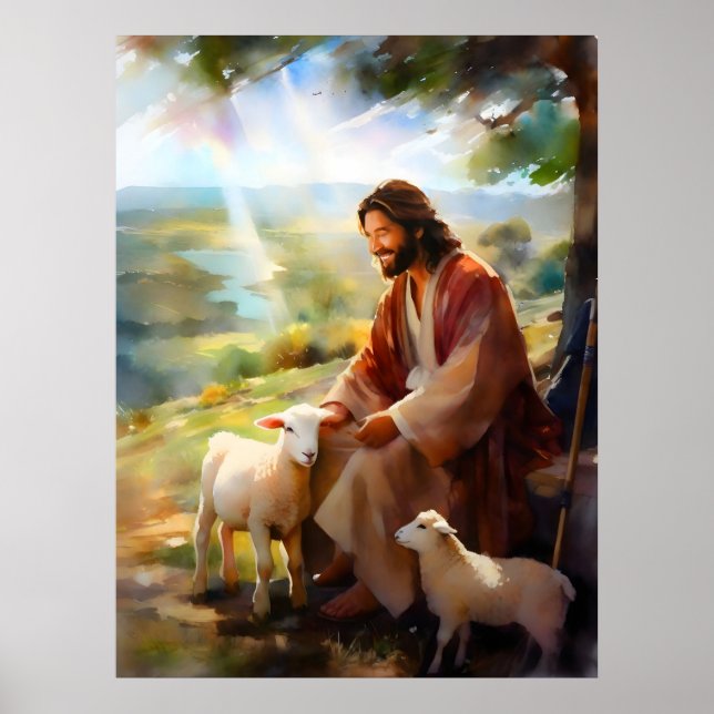 Affiche Jésus avec le mouton (Devant)