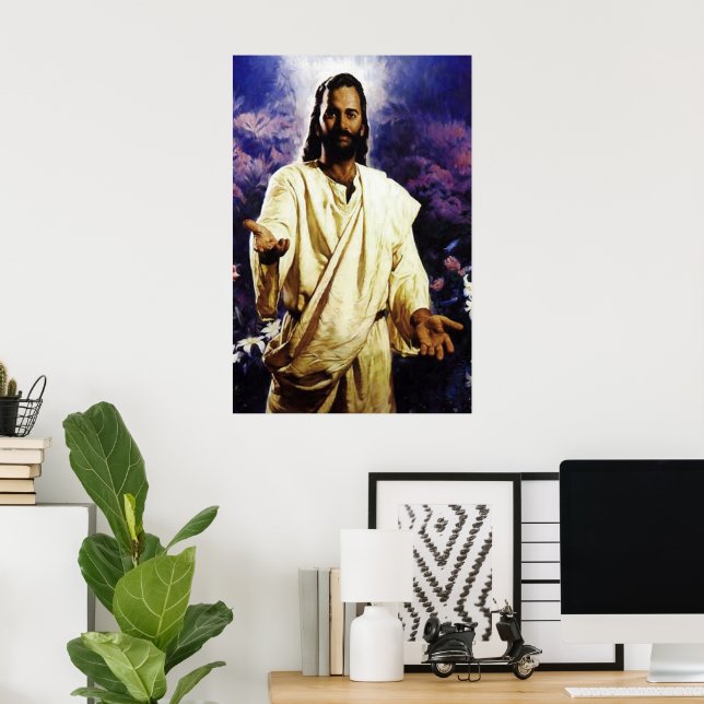 Affiche Jésus avec ses bras ouverts (Bureau à domicile)