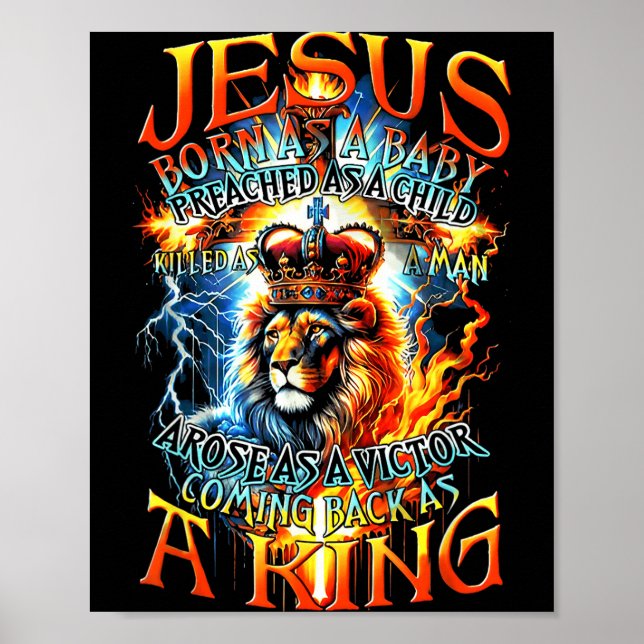 Affiche Jesus Born As A Baby, Preached As A Child, Killed  (Devant)