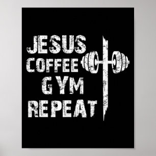 Affiche Jésus Café Gym Chrétien Entraînement Musculation F