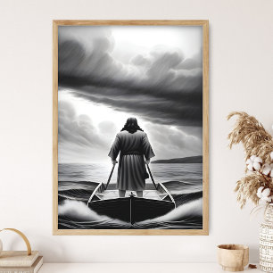 Affiche Jésus calme la tempête, Calme-toi, Jésus Art, Bibl